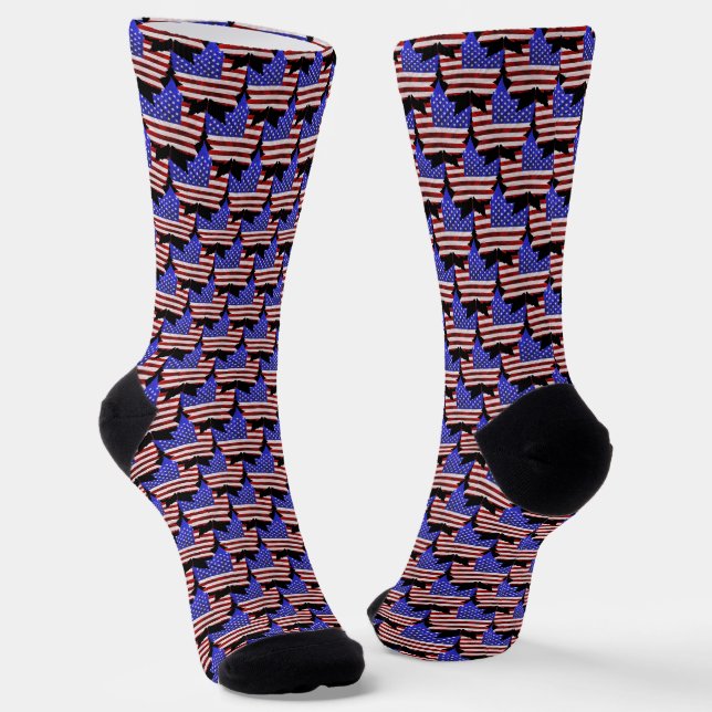 USA Canada Socks Custom US Canada Crew Socks (Angled)