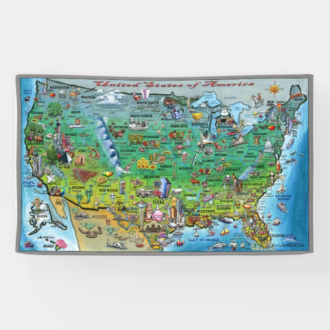 USA Cartoon Map Banner (Horizontal)