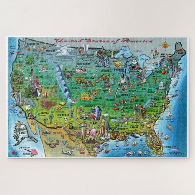 USA Cartoon Map Jigsaw Puzzle (Horizontal)