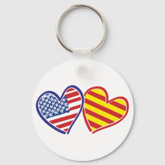 USA Catalonia Love Hearts Key Ring