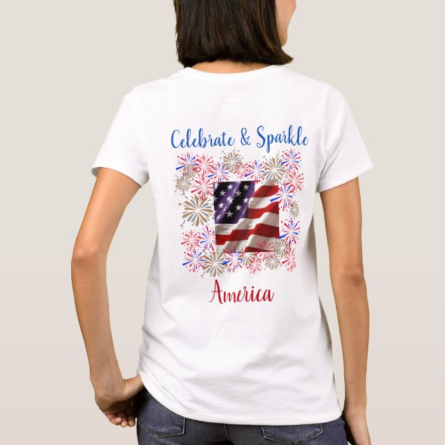 USA Celebrate & Sparkle Design T-Shirt (Back)