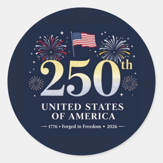 USA Celebrates 250 Years Classic Round Sticker (Front)