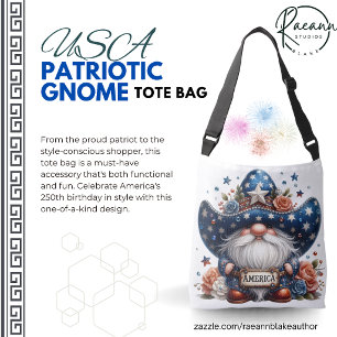 USA Celebrating 250 Years Gnome Tote Bag