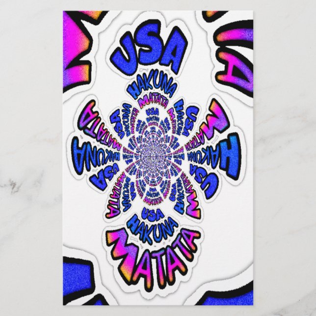 USA Celebration: Lovely Fun Text Dynamic Art (Front)