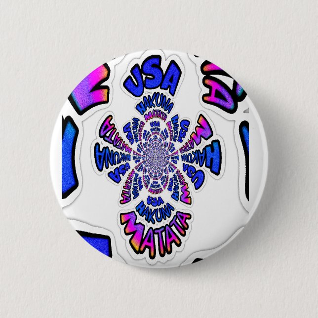 USA Celebration: Lovely Fun Text Dynamic Art 6 Cm Round Badge (Front)