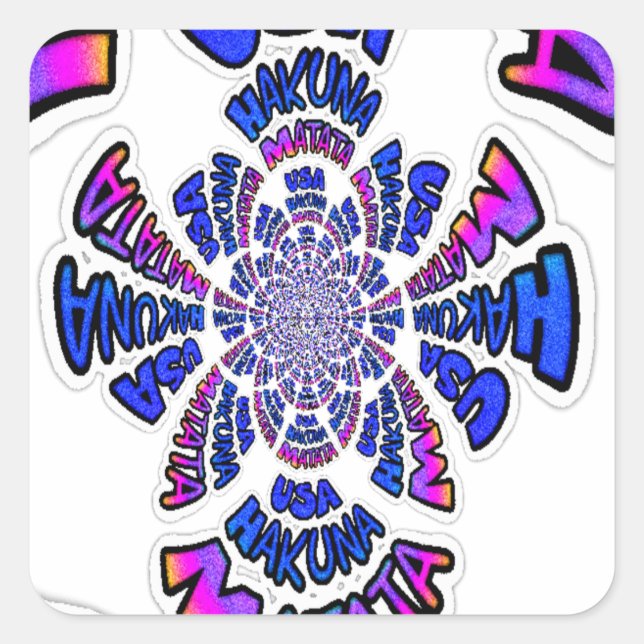 USA Celebration: Lovely Fun Text Dynamic Art Square Sticker (Front)