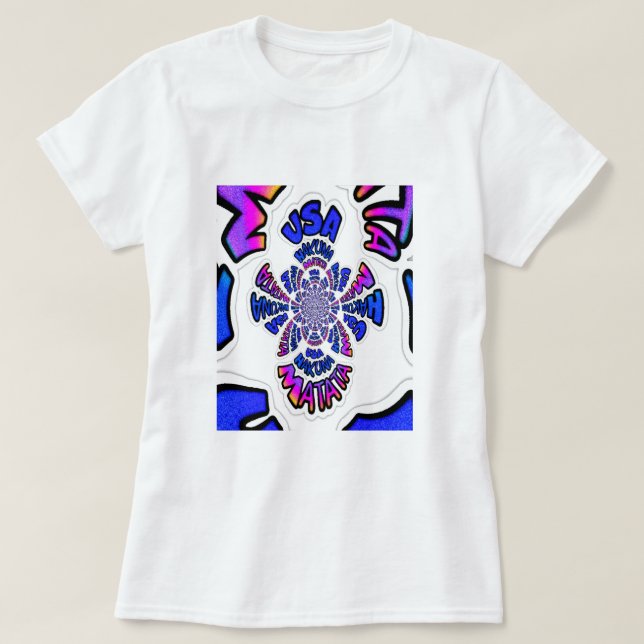 USA Celebration: Lovely Fun Text Dynamic Art T-Shirt (Design Front)