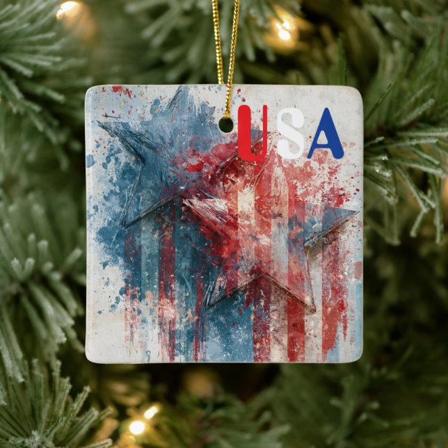USA Ceramic Ornament (Tree)