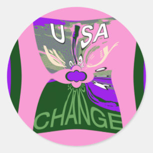 USA Change Art Print Classic Round Sticker