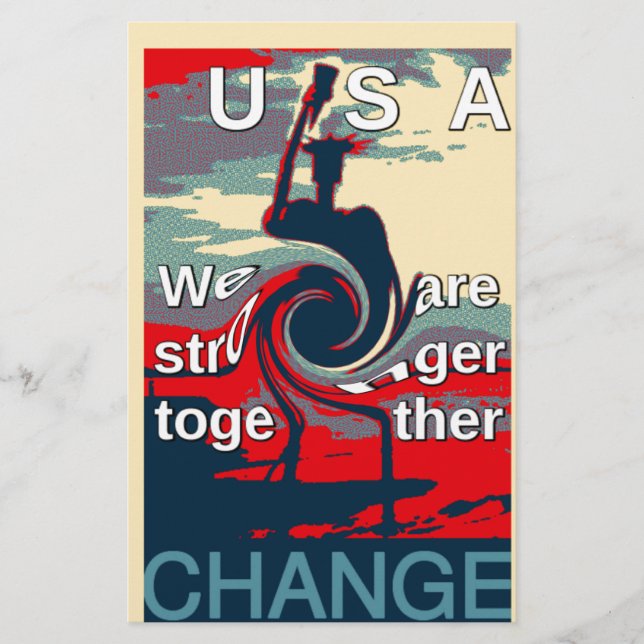 USA Change: Stronger Together Unity Design Stationery (Front)