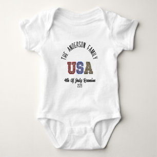 USA Cheetah Print Personalised Reunion Name Baby Bodysuit