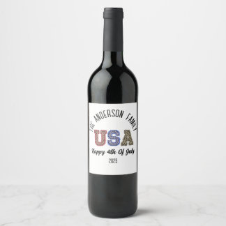 USA Cheetah Print Personalised Reunion Name Wine Label