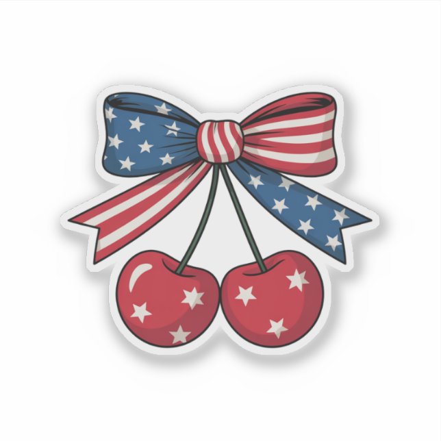 USA Cherry Coquette Bow 4th of July Sticker (Front)