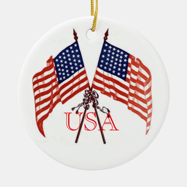 USA Christmas Ceramic Tree Decoration (Front)
