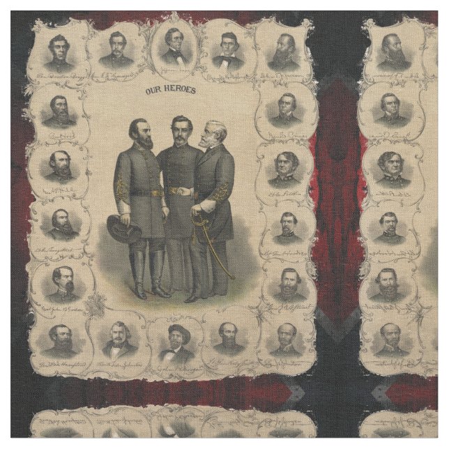 🏛️ USA Civil War Heroes History Buff Fabric (Close Up)