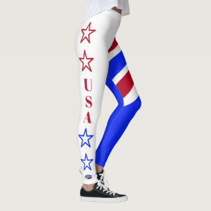 USA Classic colourful red white and blue Leggings