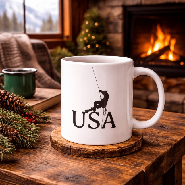 USA Climbing Silhouette Minimalist Design Large Coffee Mug (Creator Uploaded)
