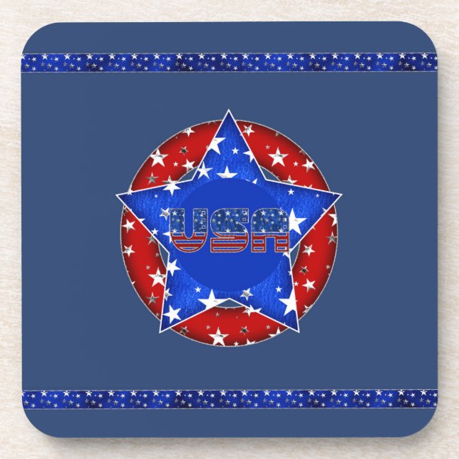 USA Coaster Red, White, Blue, Stars (Front)
