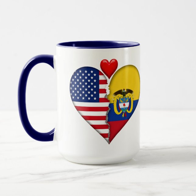 USA Colombia Heart flags Hispanic Heritage  Mug (Left)