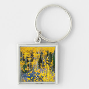 USA, Colorado. Bright Yellow Aspens In Rockies 2 Key Ring