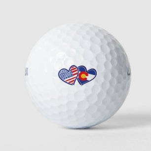USA-Colorado-Flag-Hearts Golf Balls