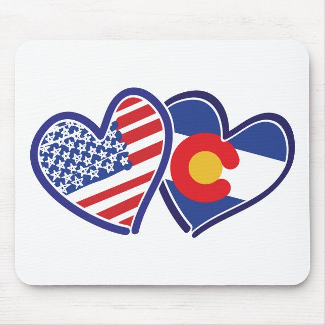 USA-Colorado-Flag-Hearts Mouse Pad (Front)