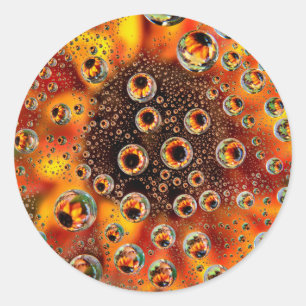 USA, Colorado, Lafayette. Water bubbles on glass 1 Classic Round Sticker