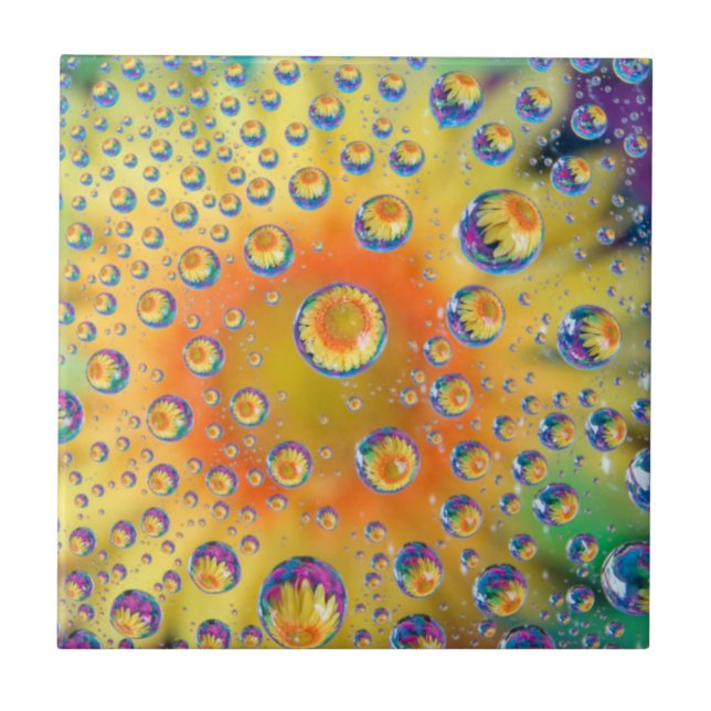 USA, Colorado, Lafayette. Water bubbles on glass 2 Tile (Front)