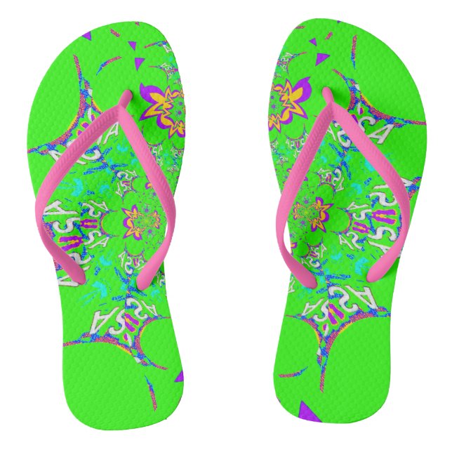 USA colourful bright floral Summer pattern design Jandals (Footbed)