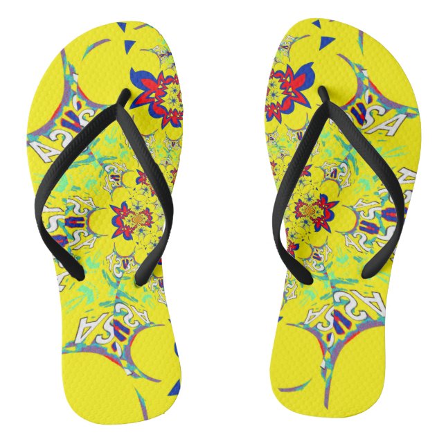 USA colourful bright floral Summer pattern design Jandals (Footbed)