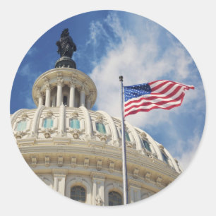 USA, Columbia, Washington DC, Capitol Building Classic Round Sticker