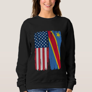 USA Congo Democratic Half american Flag Roots Sweatshirt