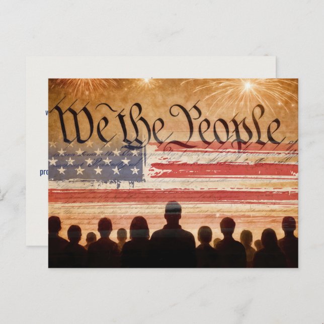 USA Constitution With Flag Veterans Day Postcard (Front/Back)