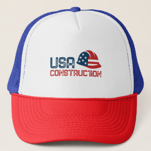 usa constraction design trucker hat