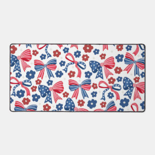 USA Coquette Bow Floral Stars Pattern Desk Mat