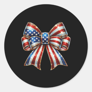 Usa Coquette Bow Shirt 4th Of July American Flag P Classic Round Sticker