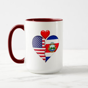 USA Costa Rica Heart flags Hispanic Heritage Mug