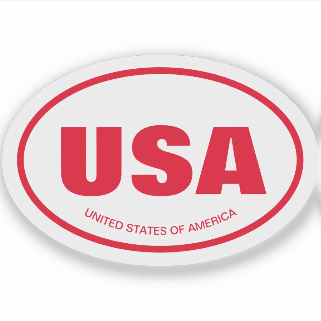USA country code transparent oval vinyl sticker (Front)