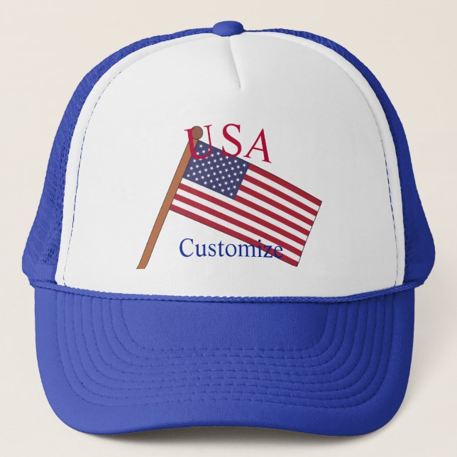 USA Country Flag Thunder_Cove Trucker Hat (Front)