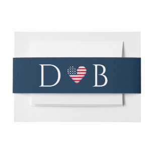 USA Couple Wedding Invitation Belly Band