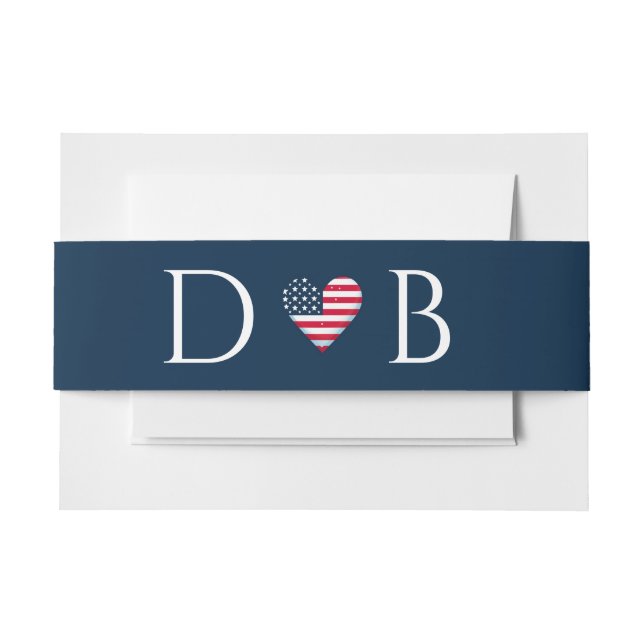 USA Couple Wedding Invitation Belly Band (Front Example)