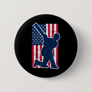 Usa Cricket Cricketer America Flag Cricketers Indi 6 Cm Round Badge