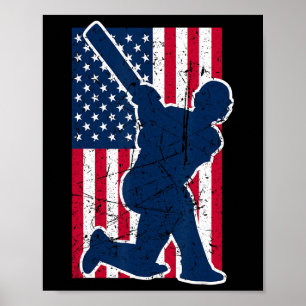 Usa Cricket Cricketer America Flag Cricketers Indi Poster