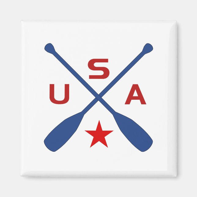 USA Crossed Paddle Oars with Star Light-Colour Magnet (Front)