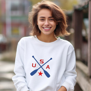 USA Crossed Paddle Oars with Star Light-Colour Sweatshirt