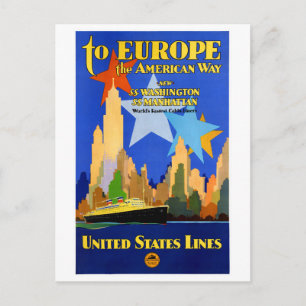 USA Cruise Lines Vintage Poster Restored Postcard