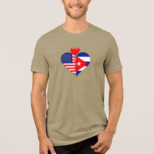 USA Cuba Heart flags Spanish Hispanic Heritage Tri-Blend Shirt