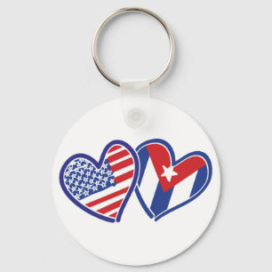 USA Cuba Love Hearts Key Ring