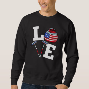 Usa Curler Broom Winter Ice Sports American Flag C Sweatshirt