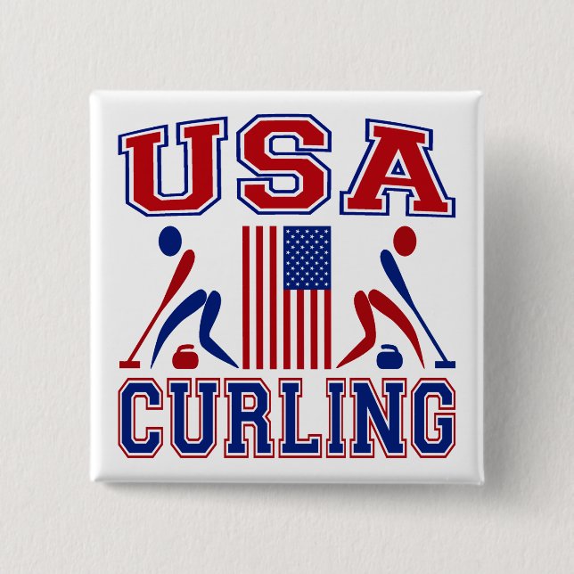 USA Curling 15 Cm Square Badge (Front)